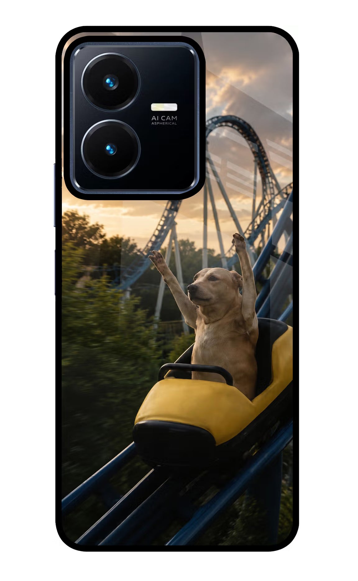 Rollercoaster Dog Vivo Y22 Glass Case