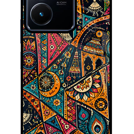 Folk Print Vivo Y22 Glass Case