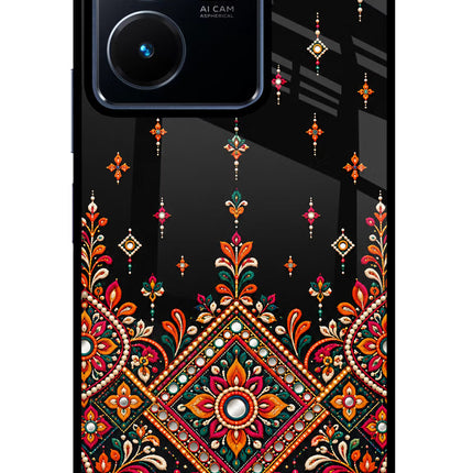 Noir Mehfil Vivo Y22 Glass Case
