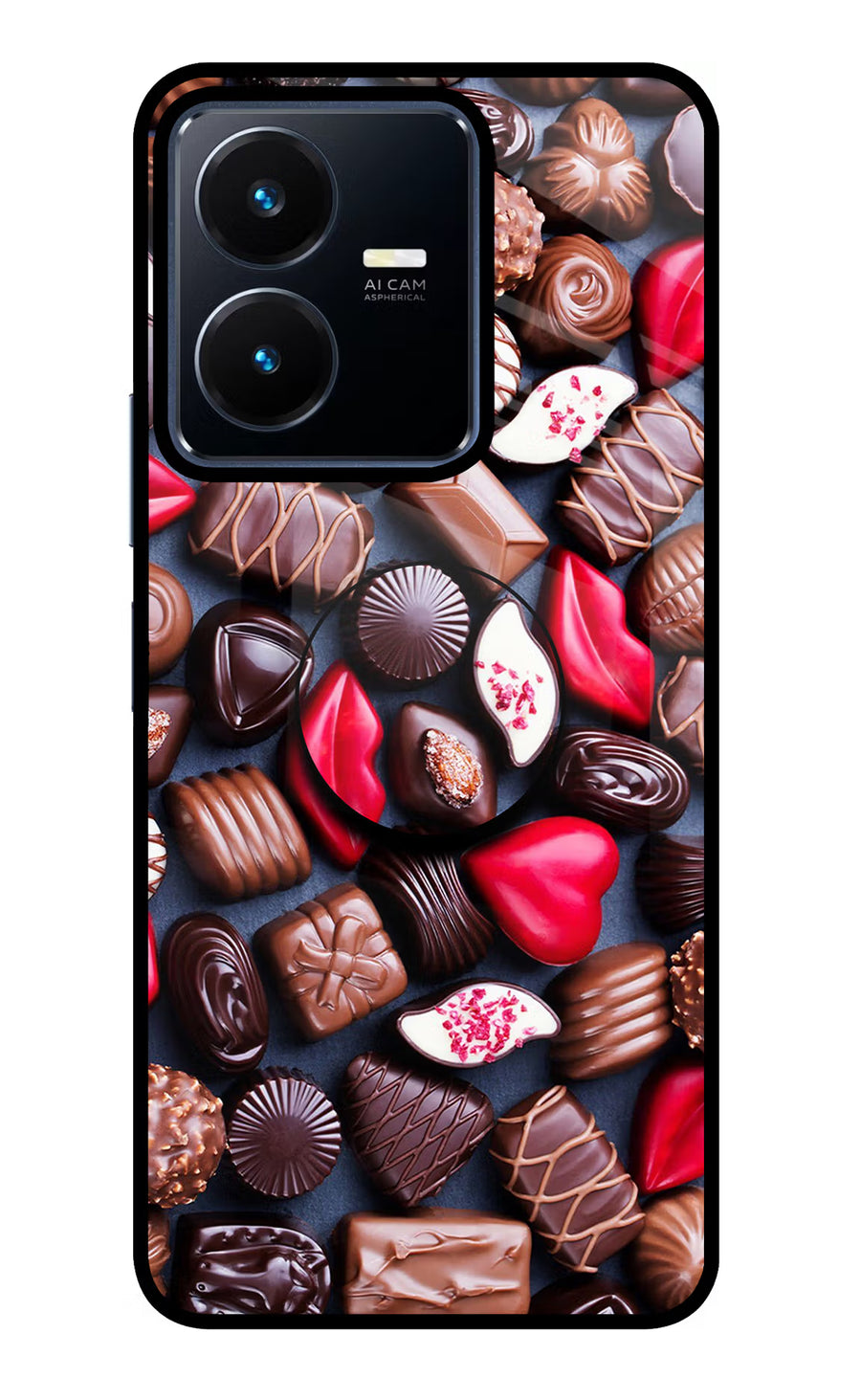 Chocolates Vivo Y22 Pop Case, Glass case