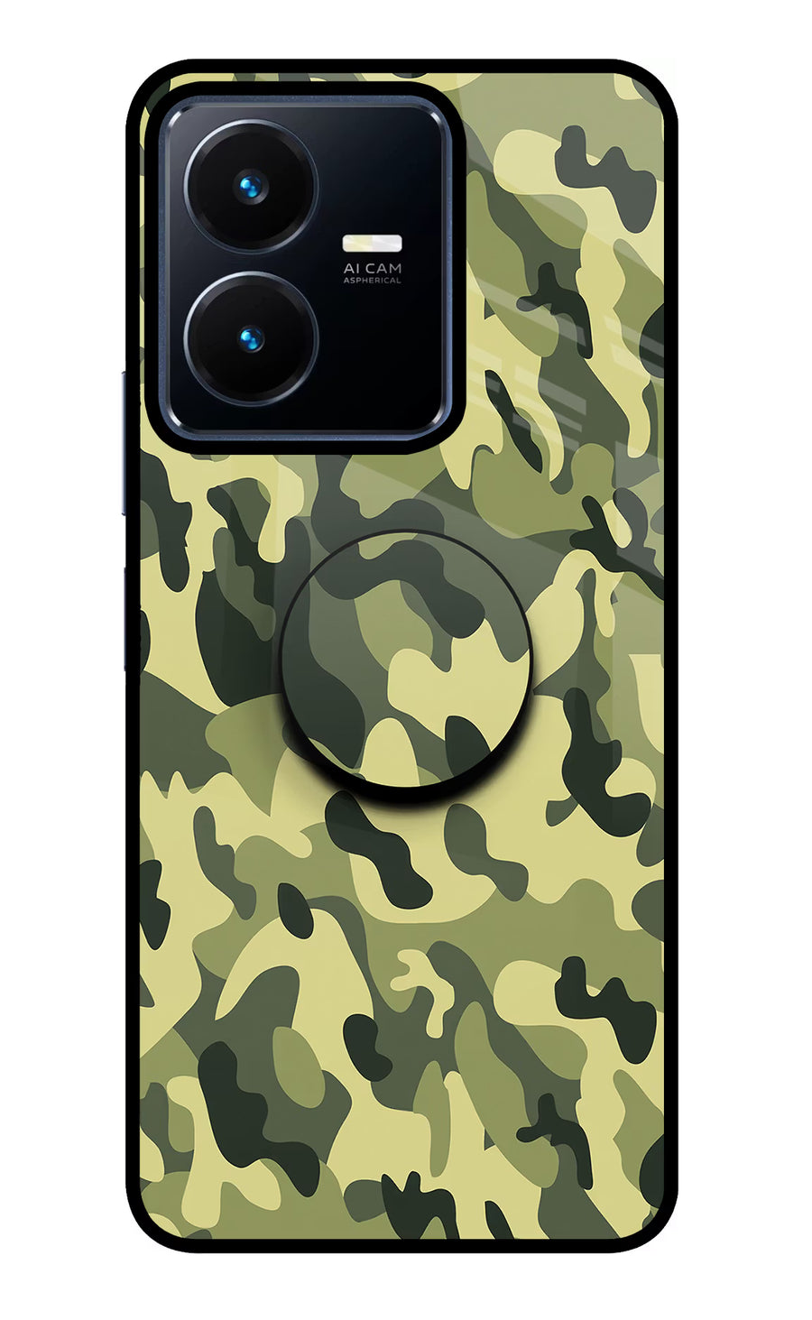 Camouflage Vivo Y22 Pop Case, Glass case