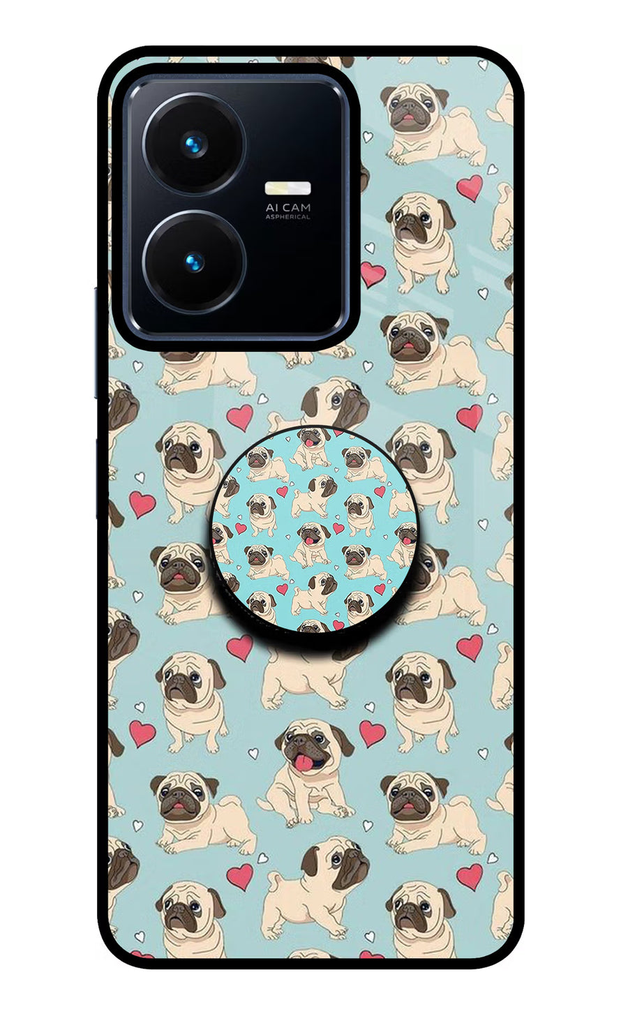 Pug Dog Vivo Y22 Pop Case, Glass case