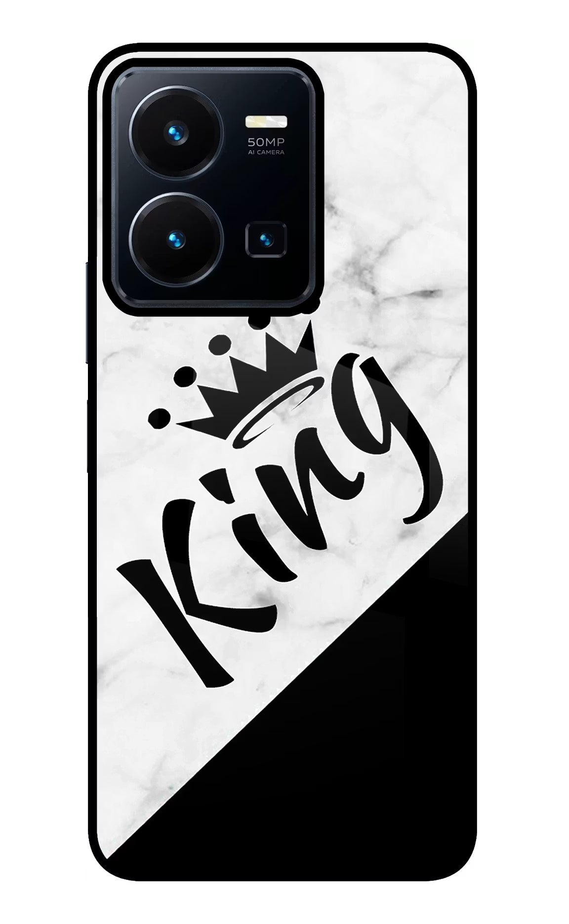 King Vivo Y35 Glass Case Back Cover by Casekaro