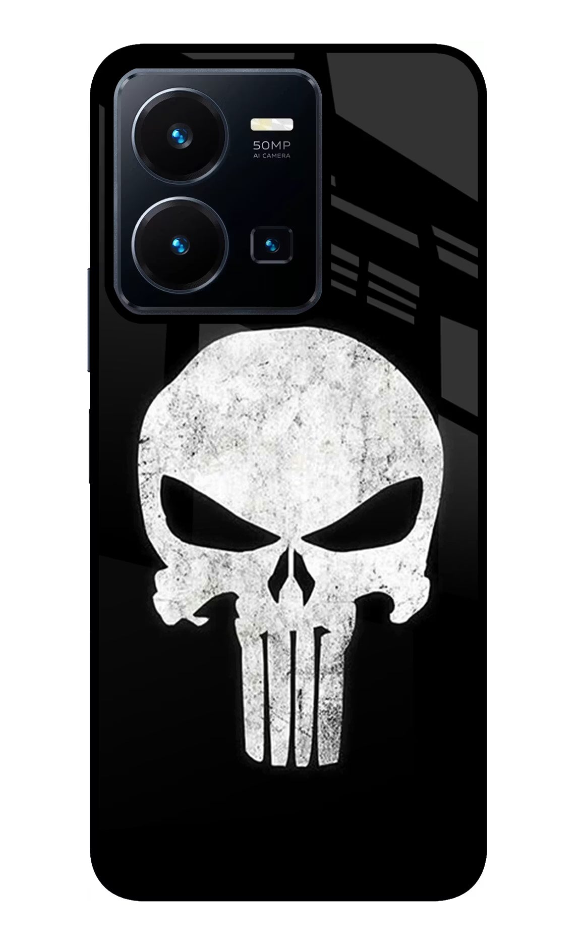 Punisher Skull Vivo Y35 Glass Case Back Cover by Casekaro