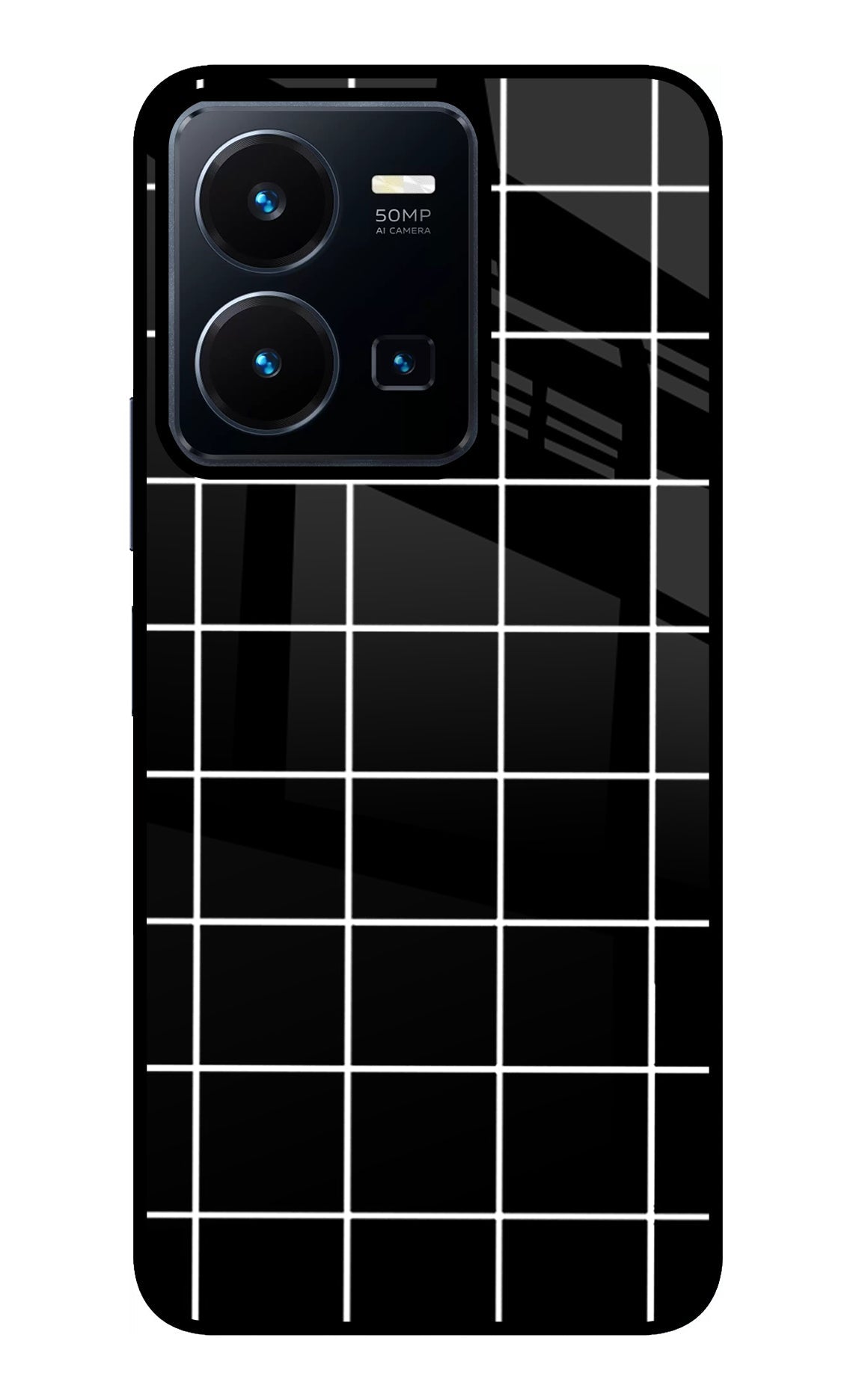 White Grid Vivo Y35 Back Cover