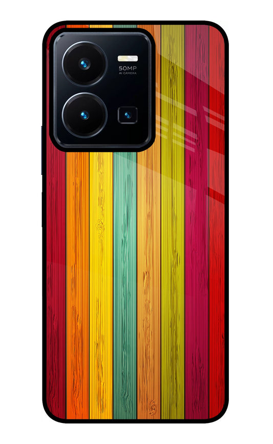 Multicolor Wooden Vivo Y35 Glass Case