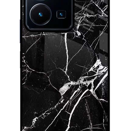 Black Marble Pattern Vivo Y35 Glass Case