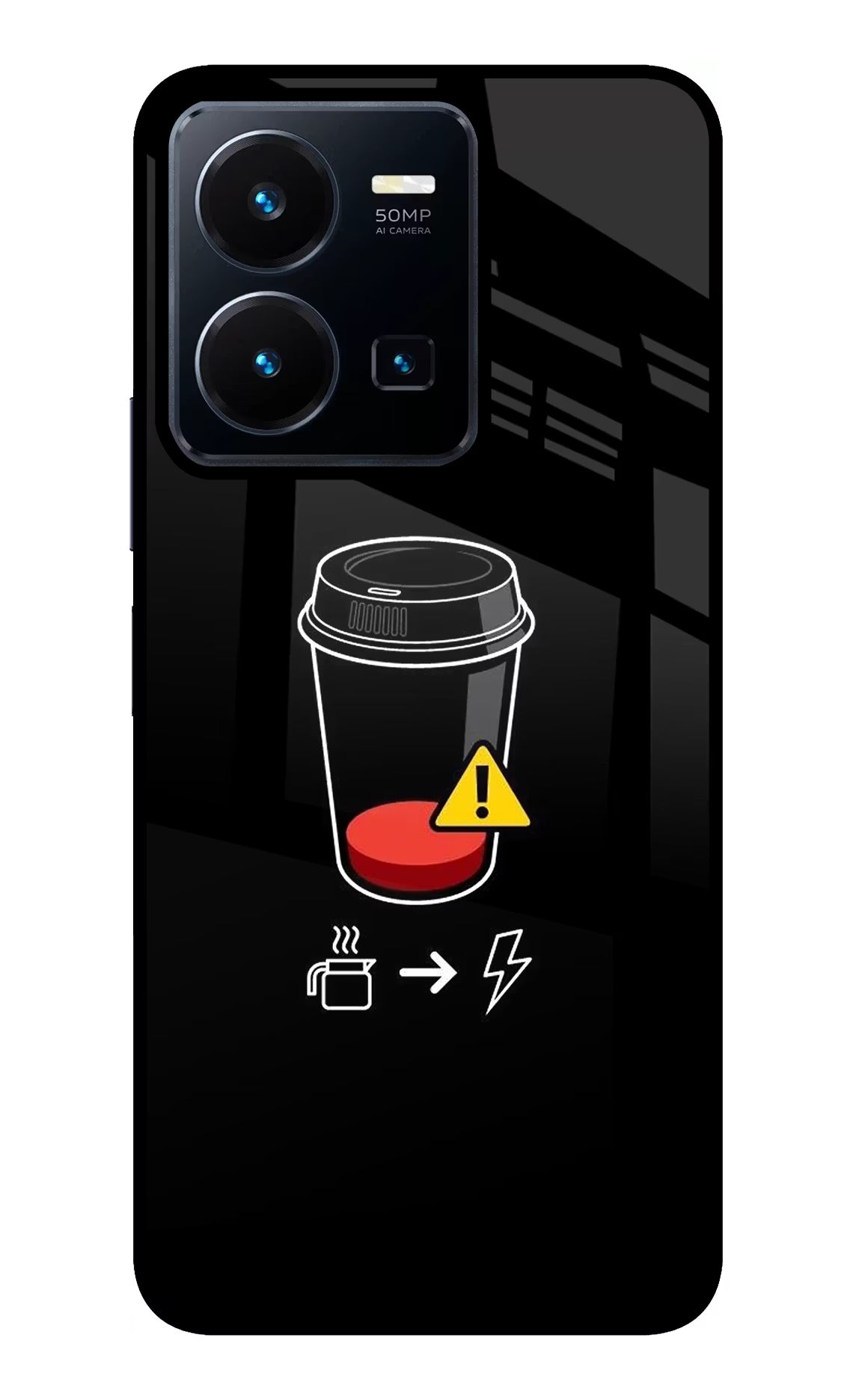 Coffee Vivo Y35 Glass Case Back Cover by Casekaro