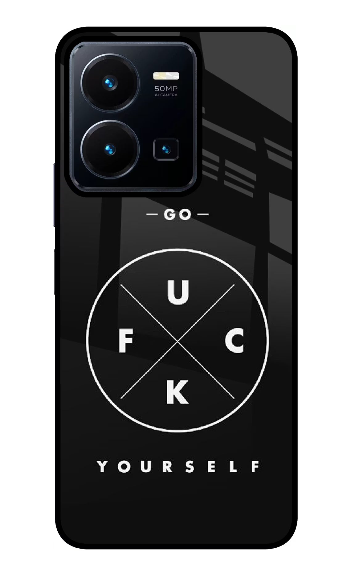 Go Fuck Yourself Vivo Y35 Glass Case Back Cover by Casekaro
