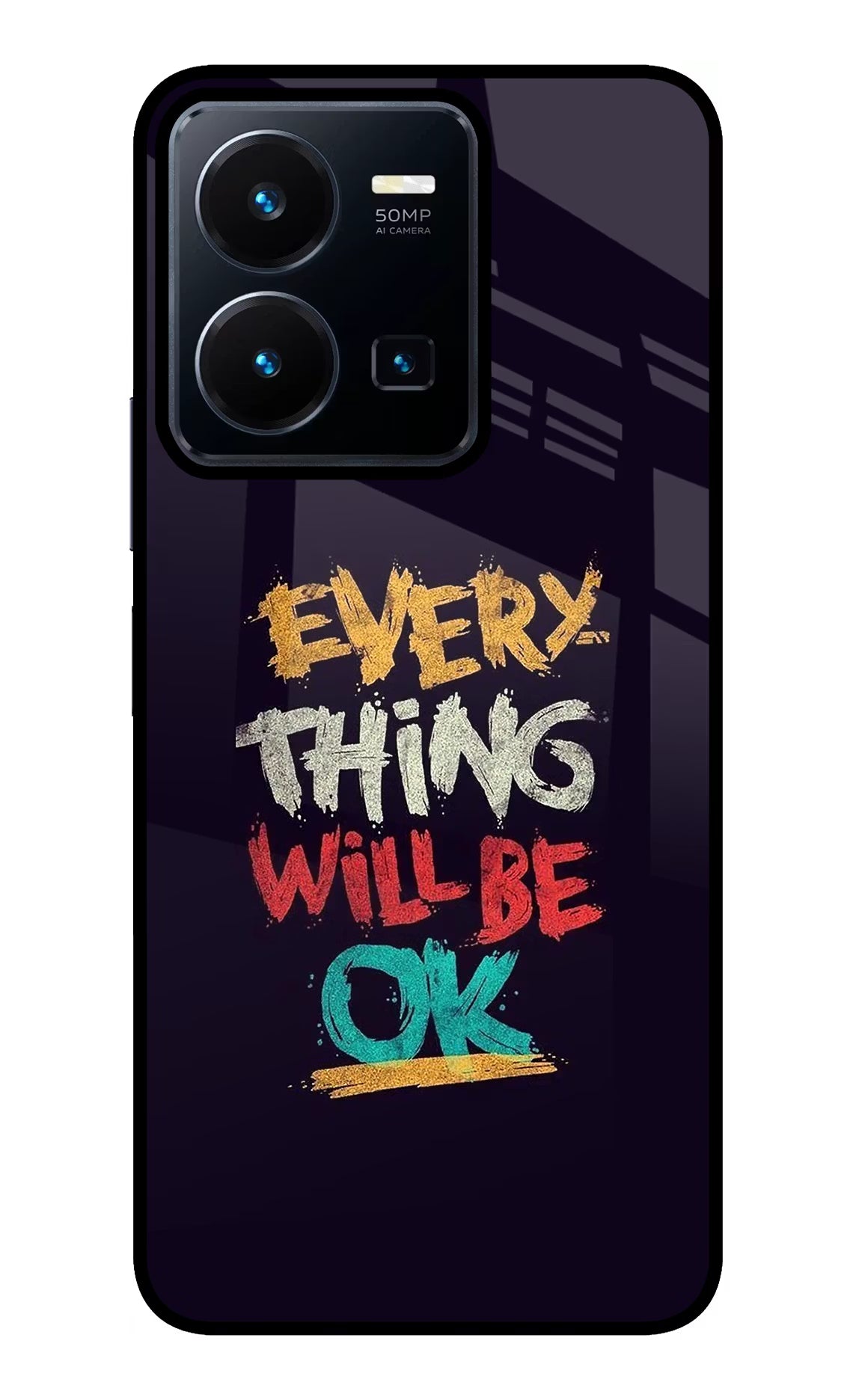 Everything Will Be Ok Vivo Y35 Glass Case Back Cover by Casekaro