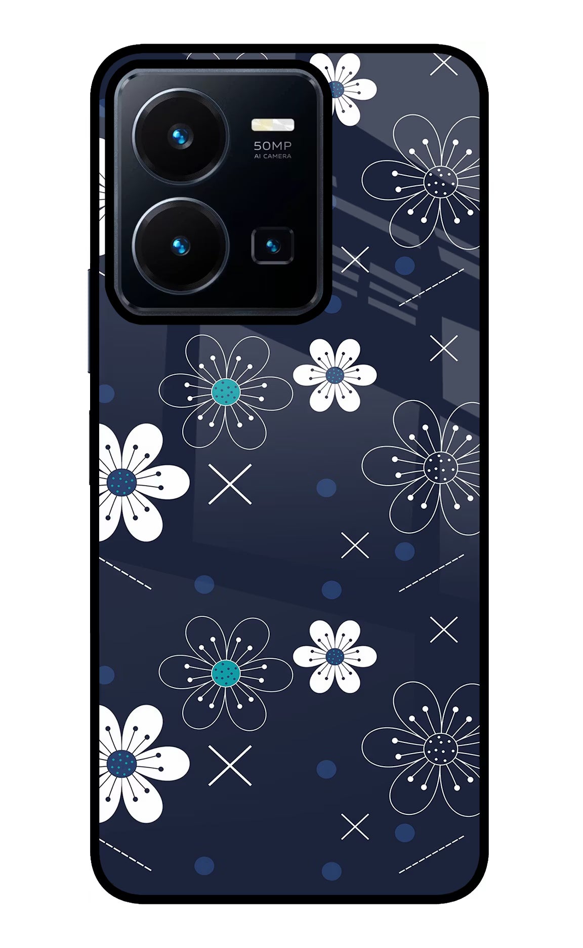 Flowers Vivo Y35 Glass Case Back Cover by Casekaro