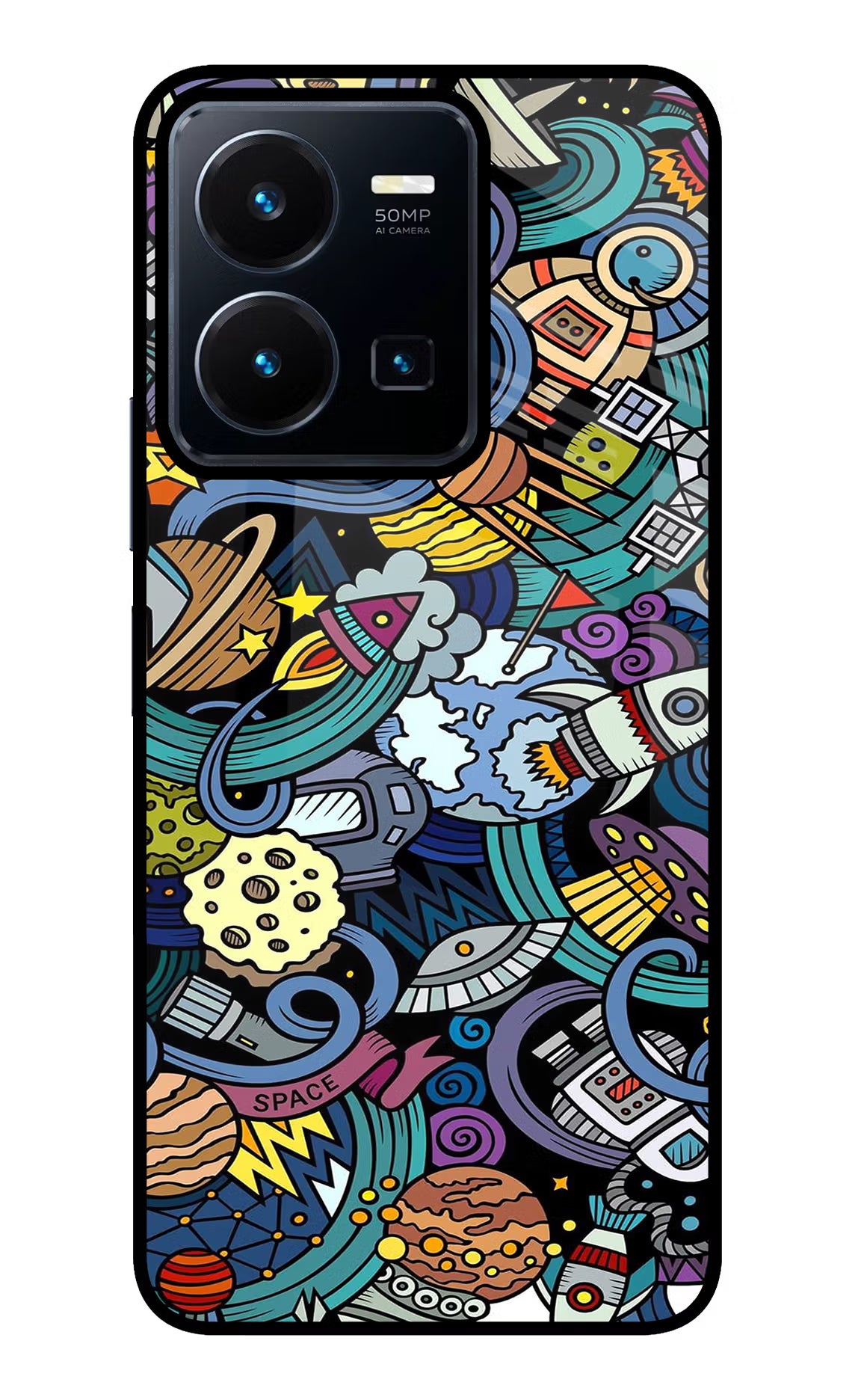 Space Abstract Vivo Y35 Glass Case Back Cover by Casekaro