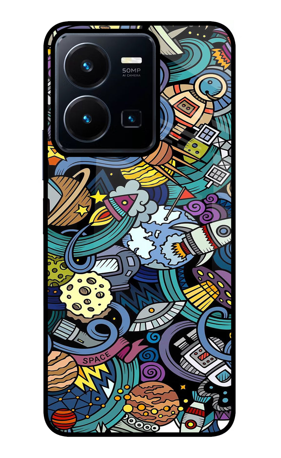 Space Abstract Vivo Y35 Back Cover, Glass case