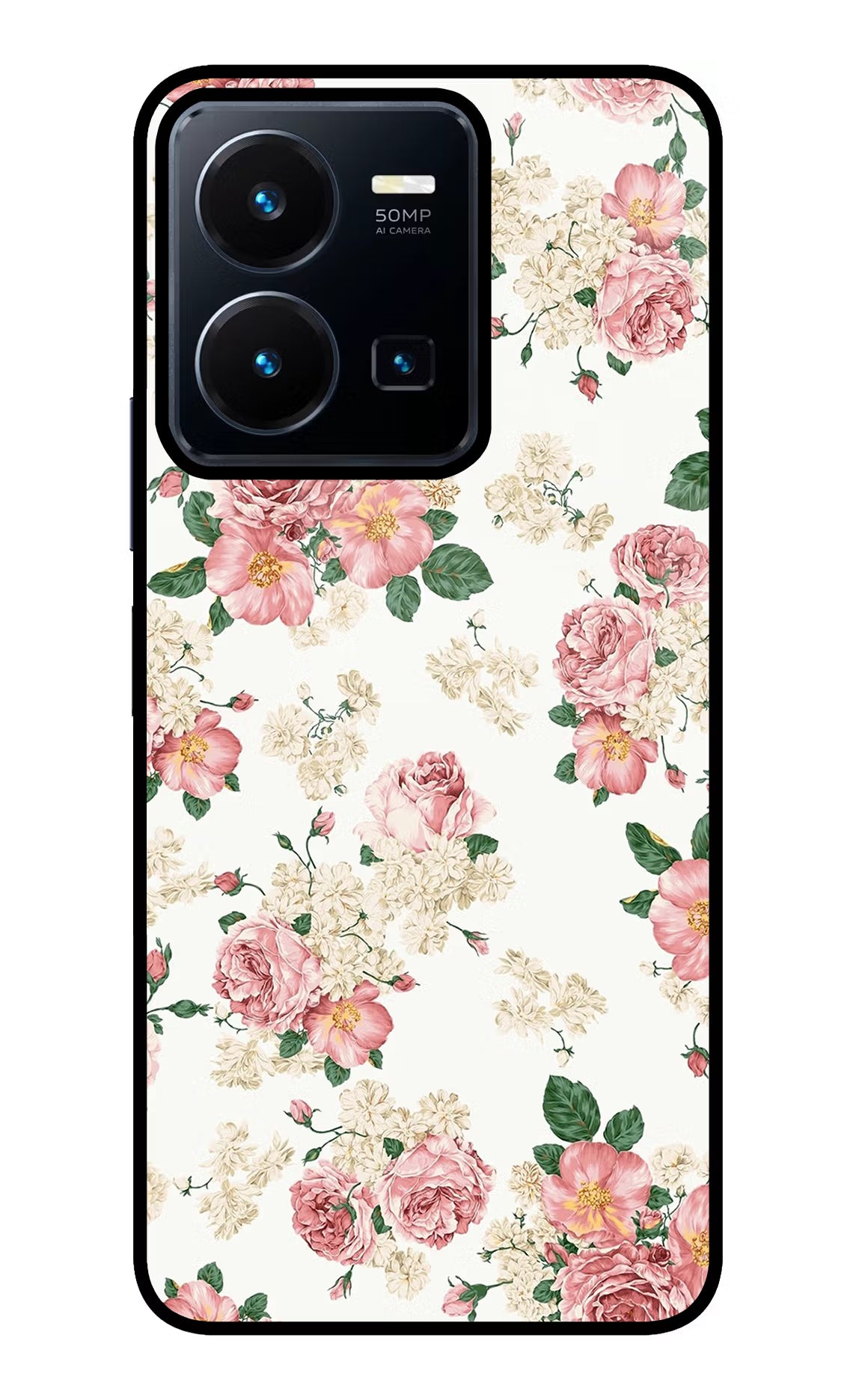 Flowers Vivo Y35 Glass Case Back Cover by Casekaro