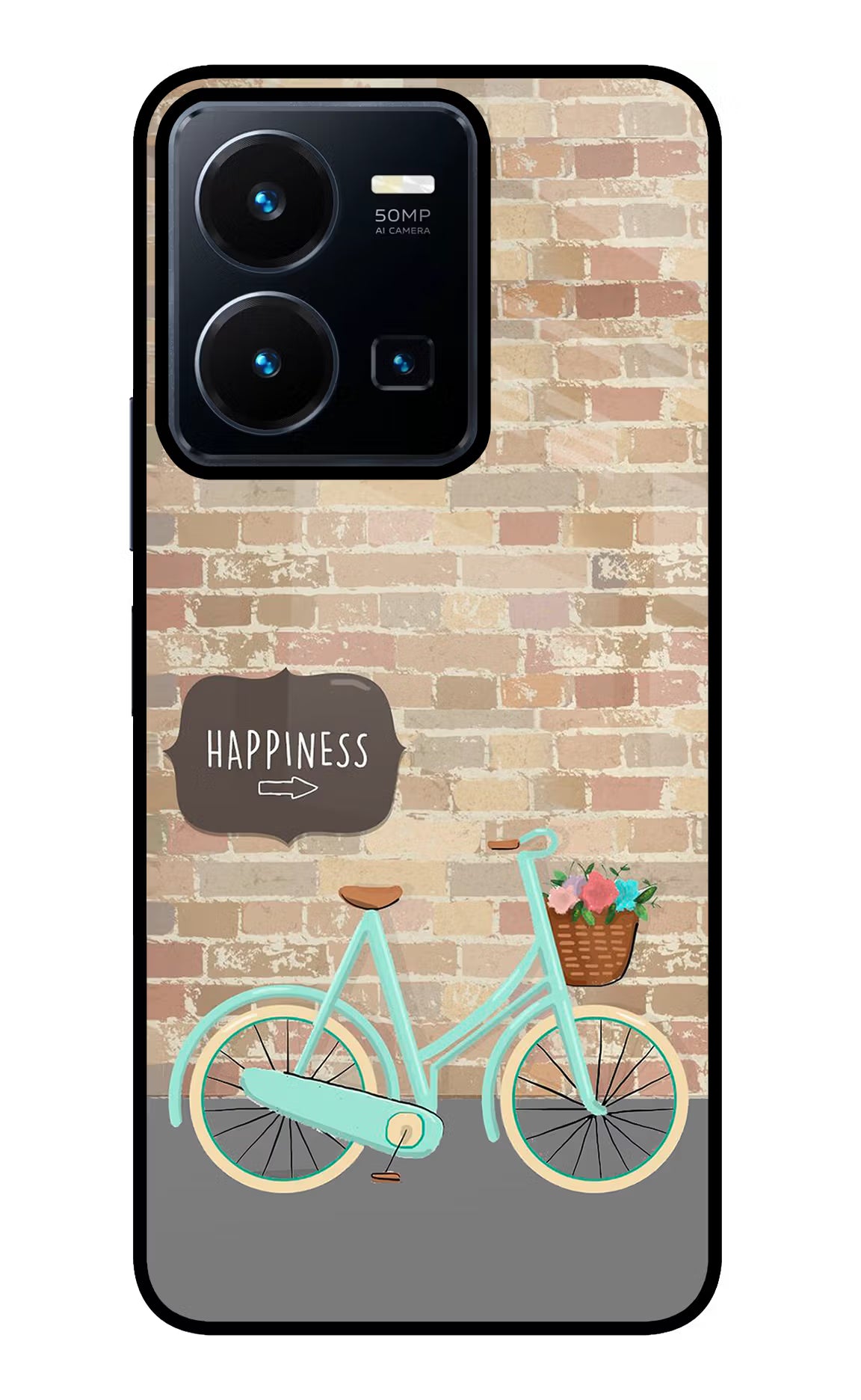Happiness Artwork Vivo Y35 Glass Case Back Cover by Casekaro