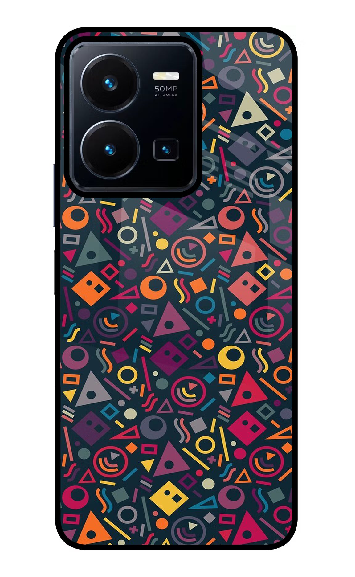 Geometric Abstract Vivo Y35 Glass Case Back Cover by Casekaro