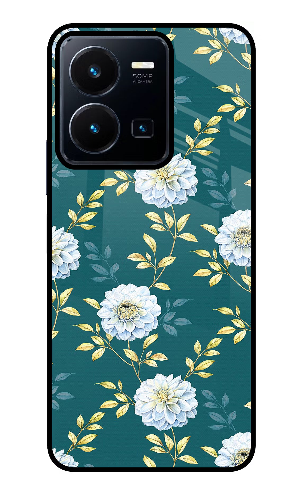 Flowers Vivo Y35 Glass Case Back Cover by Casekaro