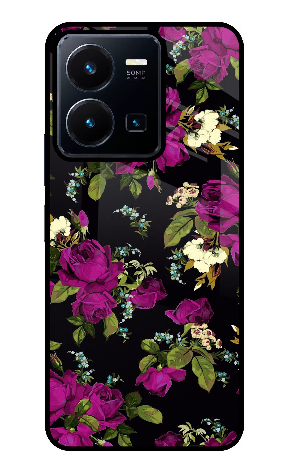 Flowers Vivo Y35 Glass Case Back Cover by Casekaro