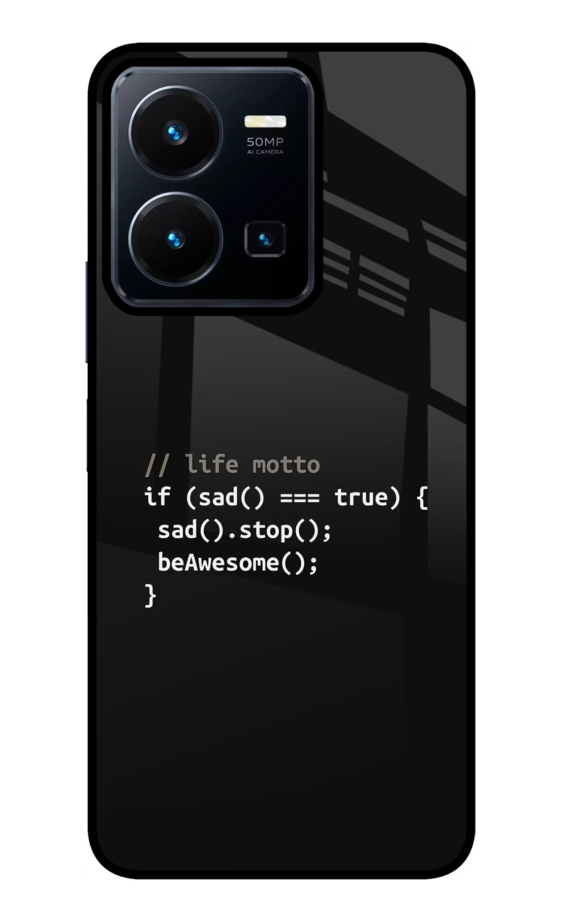 Life Motto Code Vivo Y35 Glass Case Back Cover by Casekaro