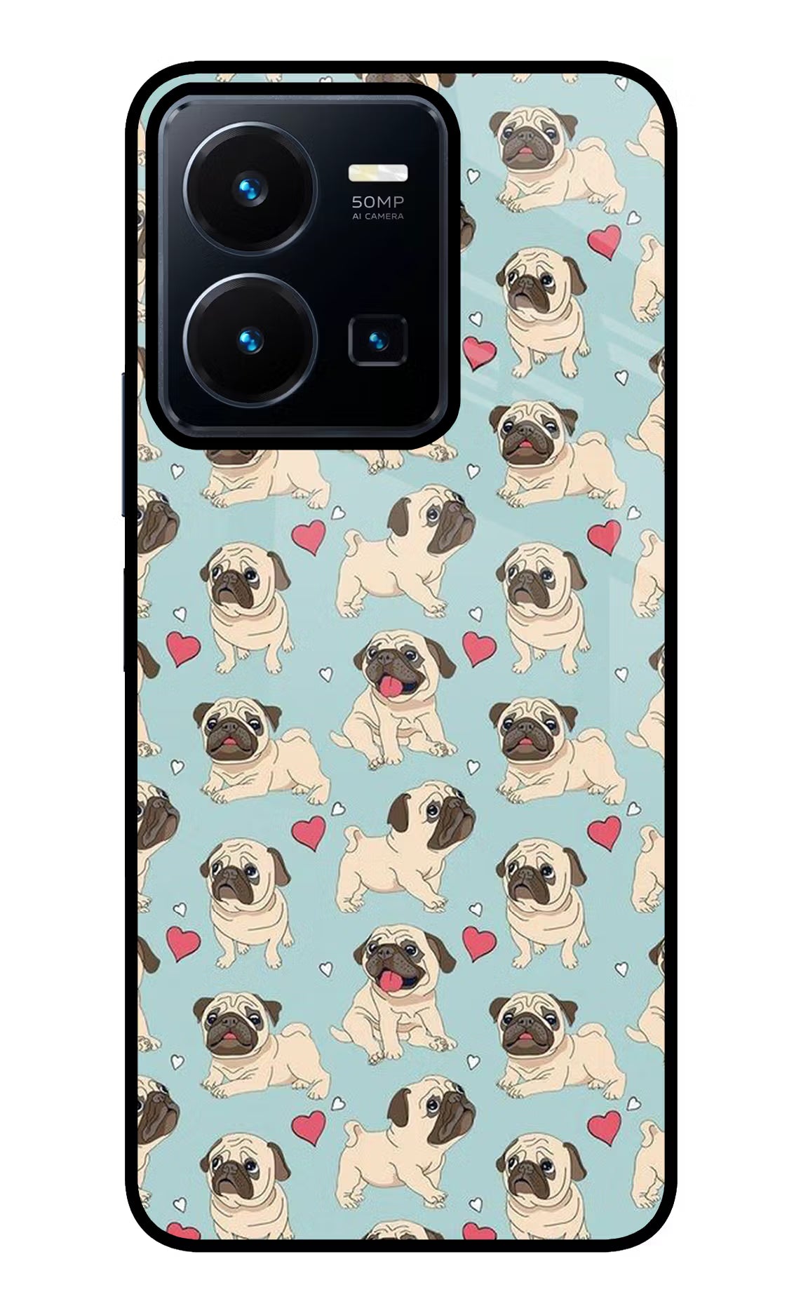 Pug Dog Vivo Y35 Glass Case Back Cover by Casekaro