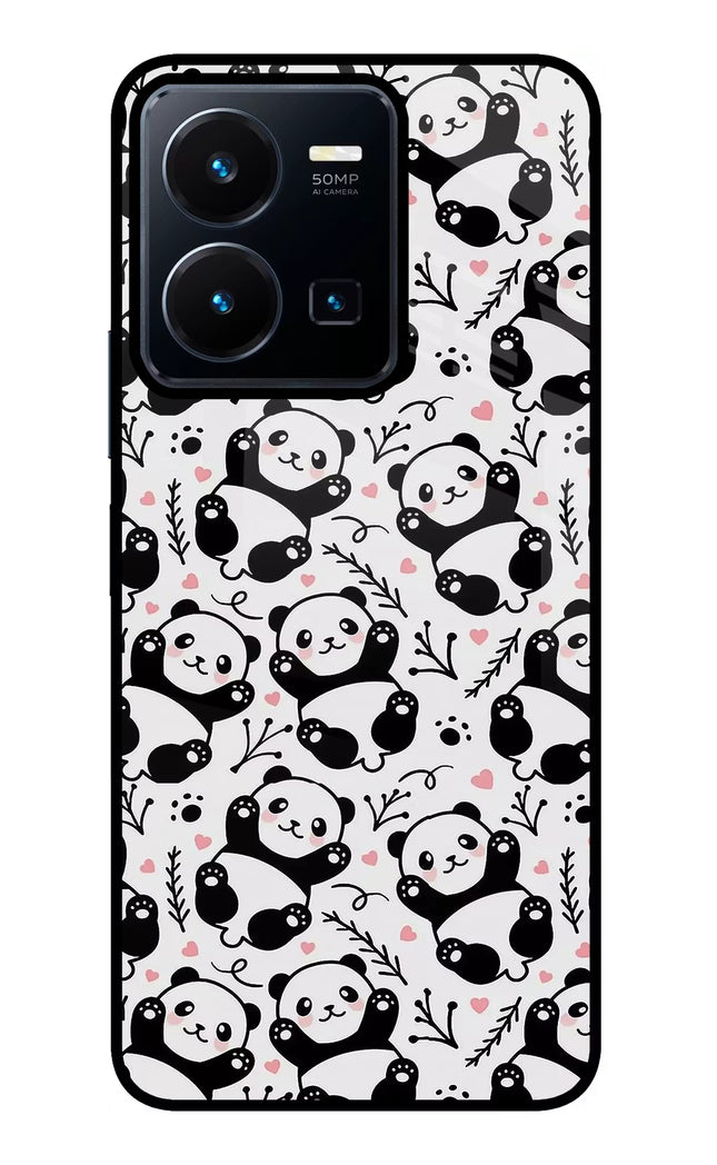 Cute Panda Vivo Y35 Glass Case Back Cover by Casekaro