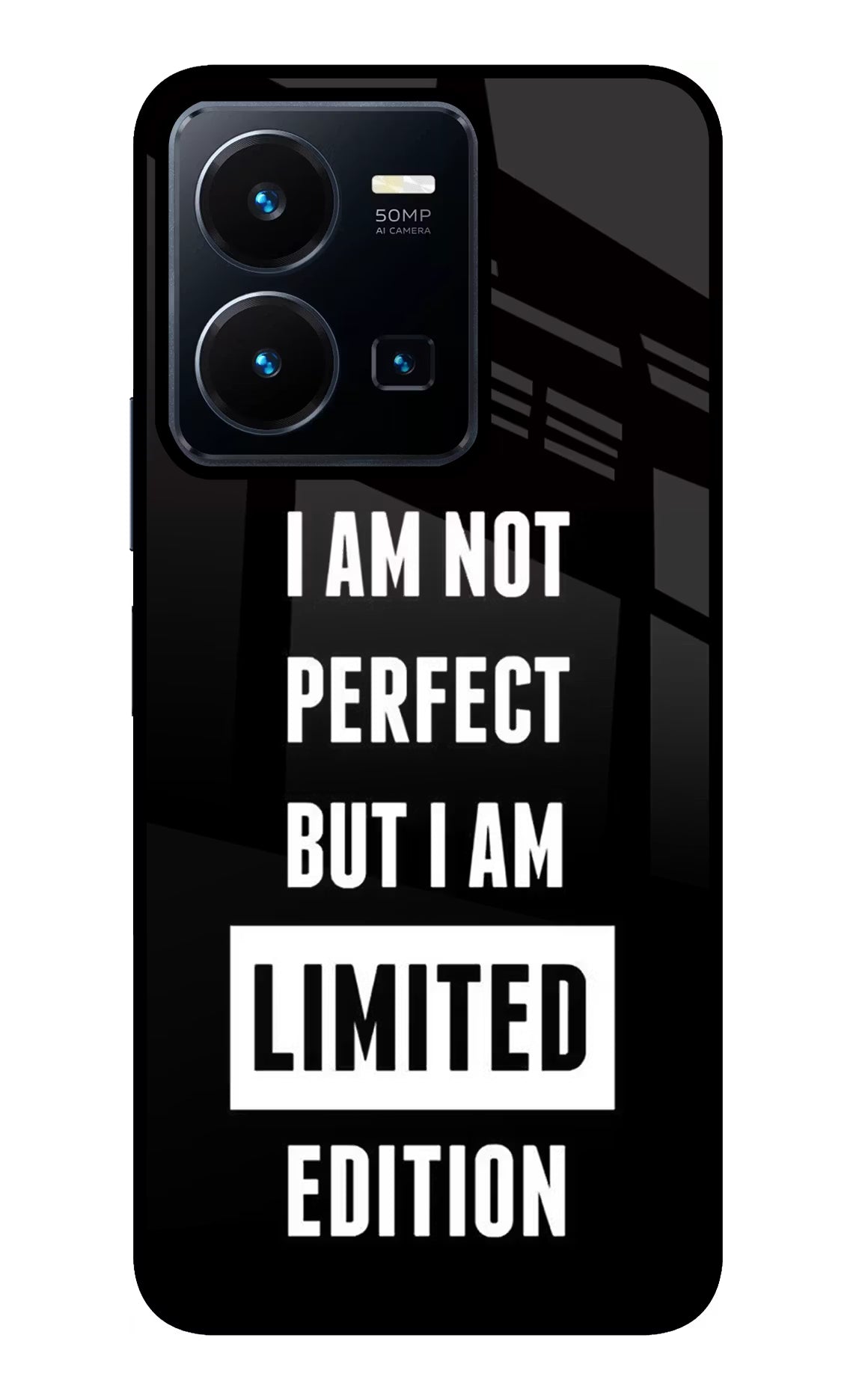 I Am Not Perfect But I Am Limited Edition Vivo Y35 Glass Case Back Cover by Casekaro