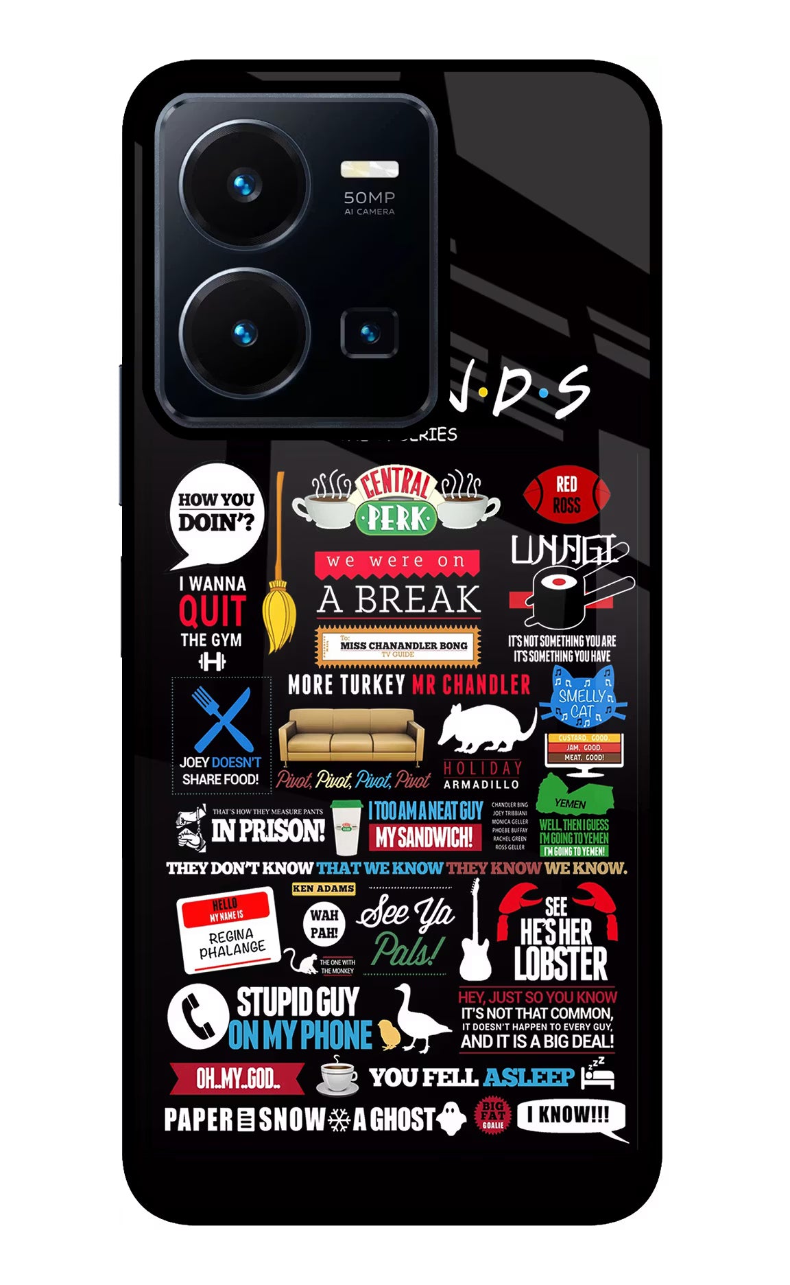 FRIENDS Vivo Y35 Glass Case Back Cover by Casekaro