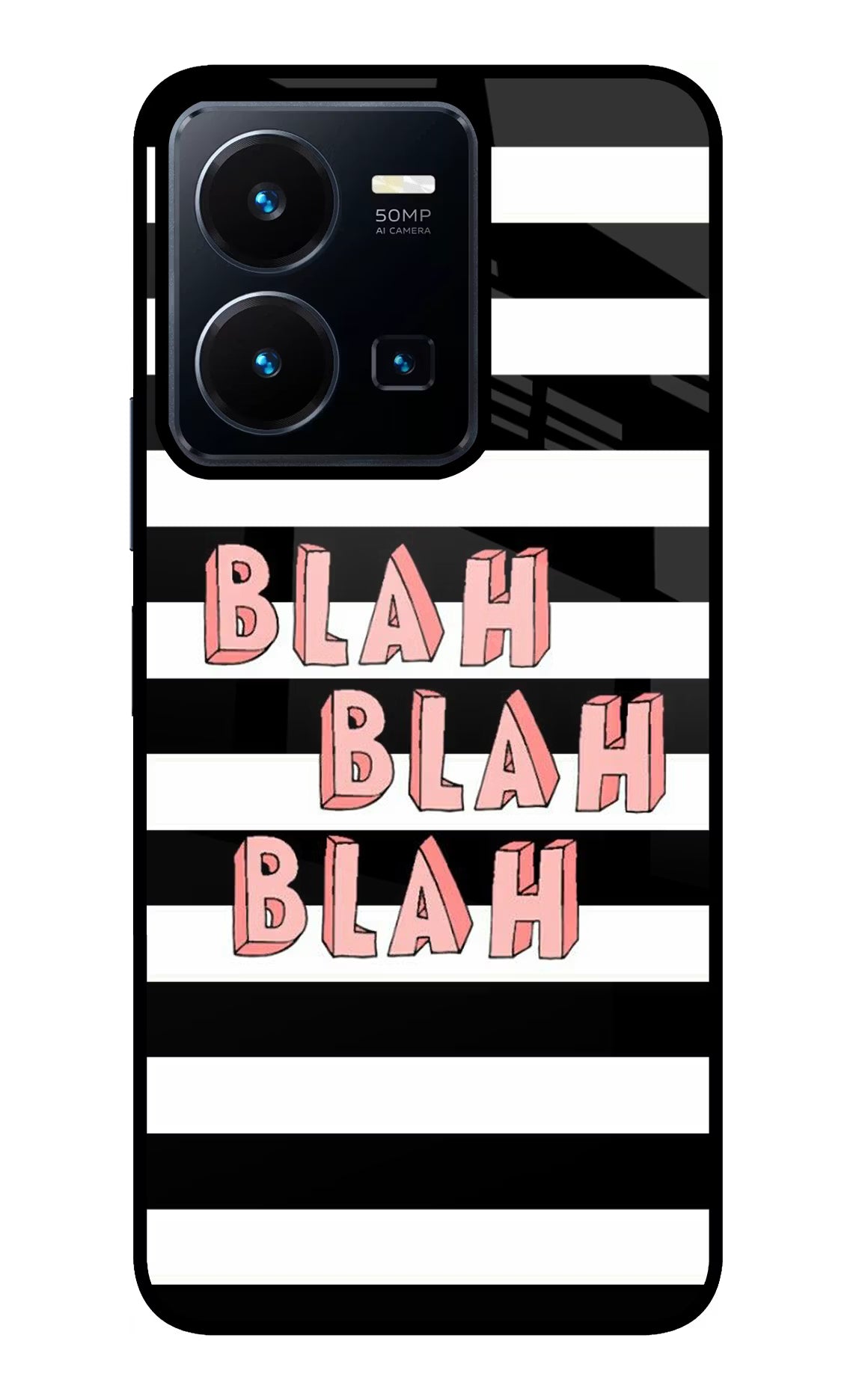 Blah Blah Blah Vivo Y35 Glass Case Back Cover by Casekaro