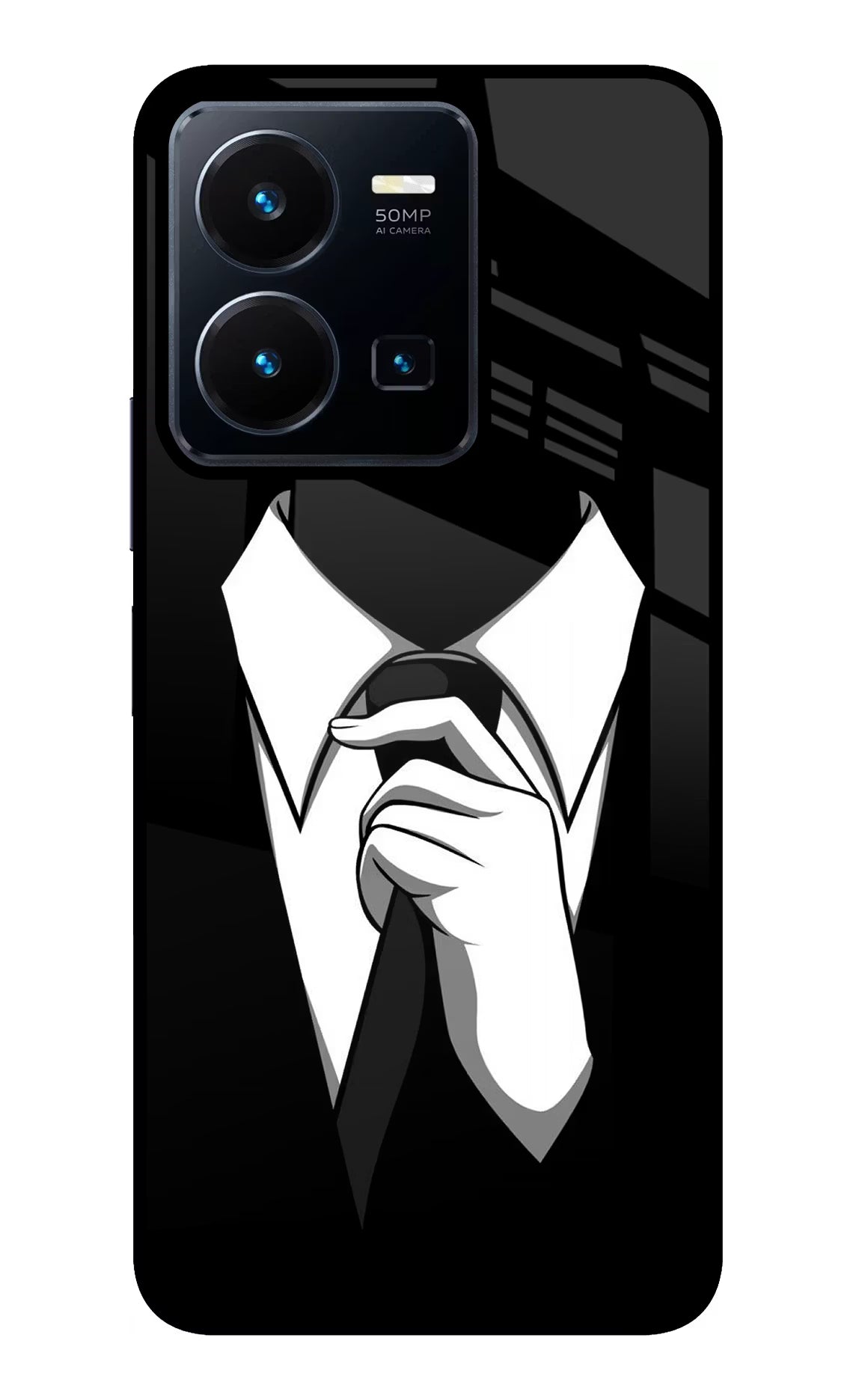 Black Tie Vivo Y35 Glass Case Back Cover by Casekaro