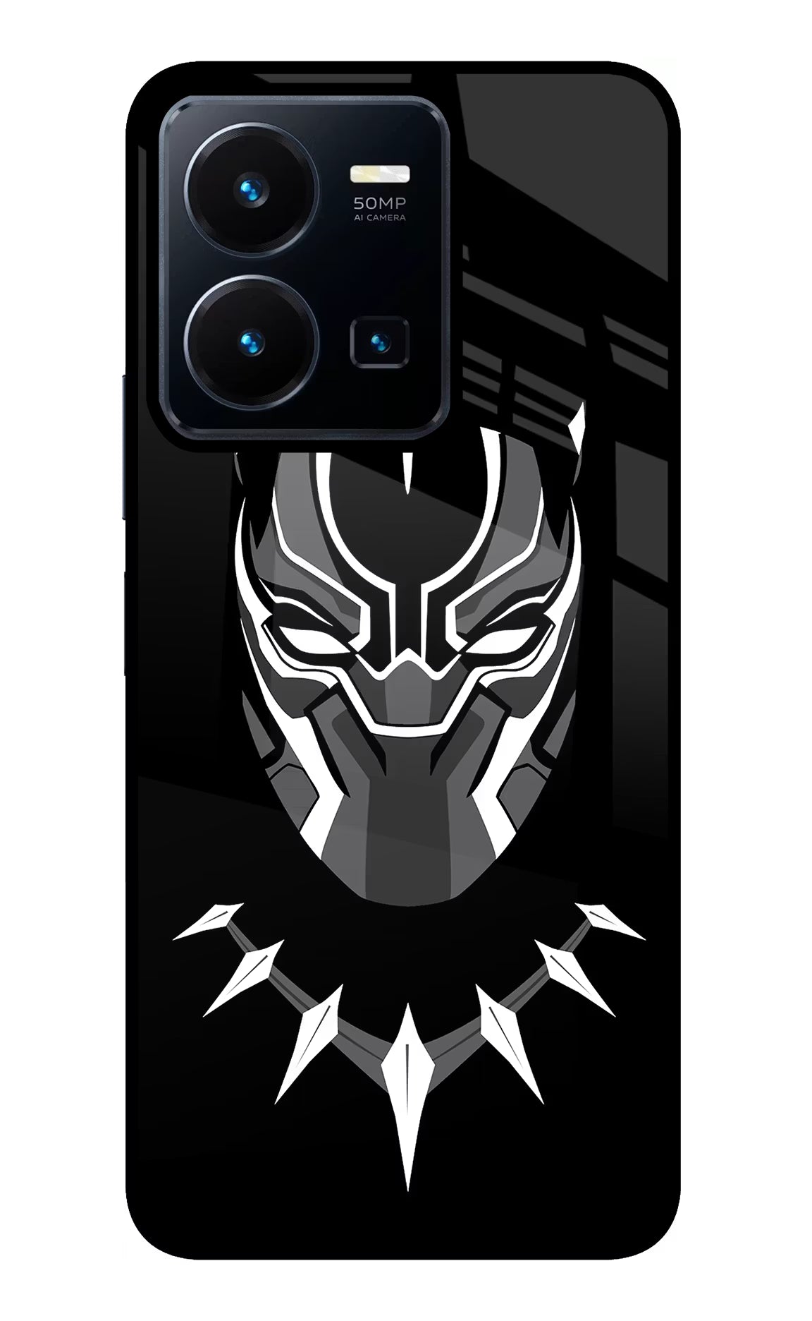 Black Panther Vivo Y35 Glass Case Back Cover by Casekaro