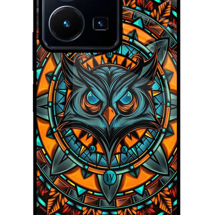 Angry Owl Art Vivo Y35 Glass Case Back Cover by Casekaro