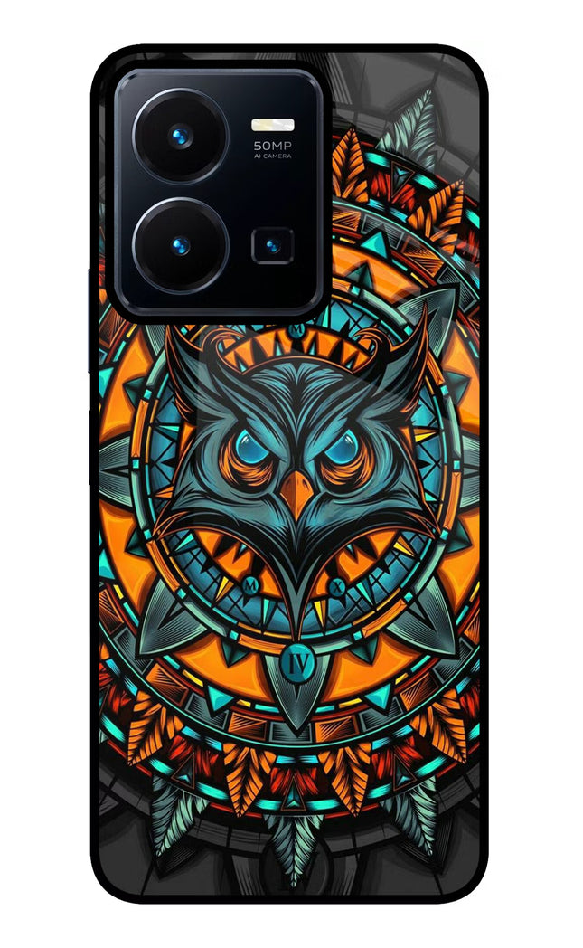 Angry Owl Art Vivo Y35 Glass Case Back Cover by Casekaro