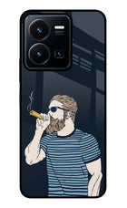 Smoking Vivo Y35 Glass Case Back Cover by Casekaro