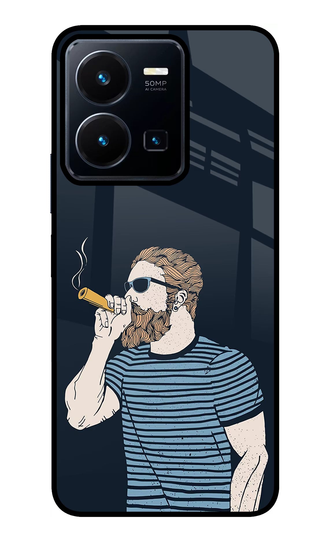 Smoking Vivo Y35 Glass Case Back Cover by Casekaro