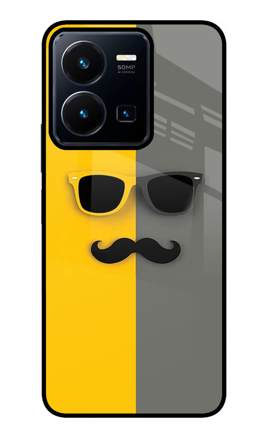 Sunglasses with Mustache Vivo Y35 Glass Case