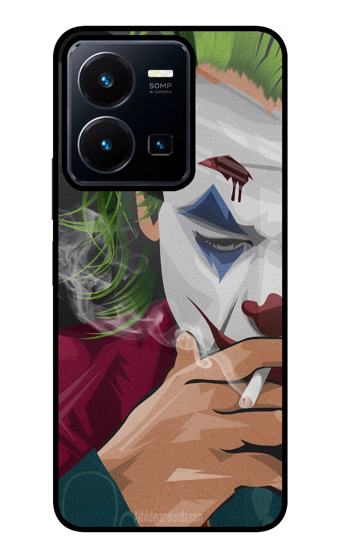 Joker Smoking Vivo Y35 Glass Case Back Cover by Casekaro