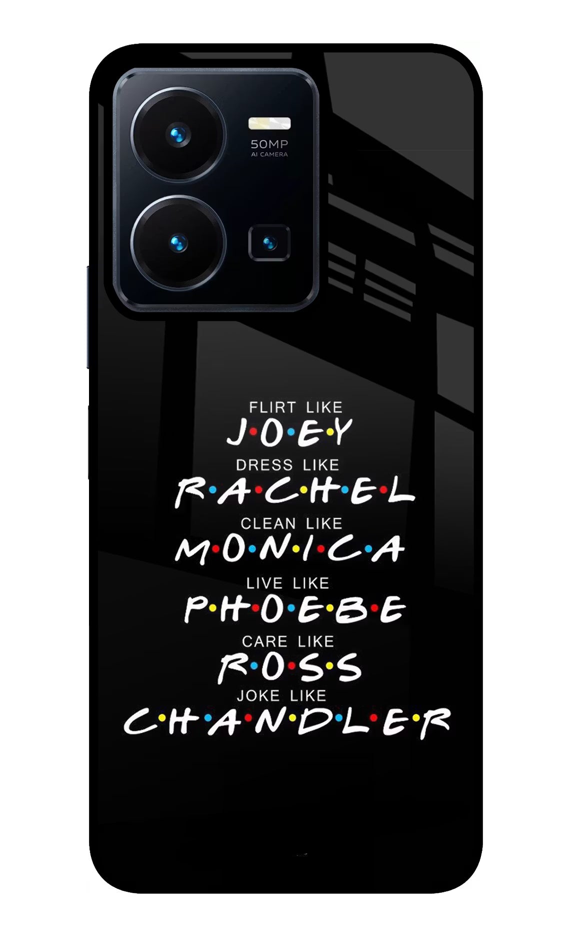 FRIENDS Character Vivo Y35 Glass Case Back Cover by Casekaro