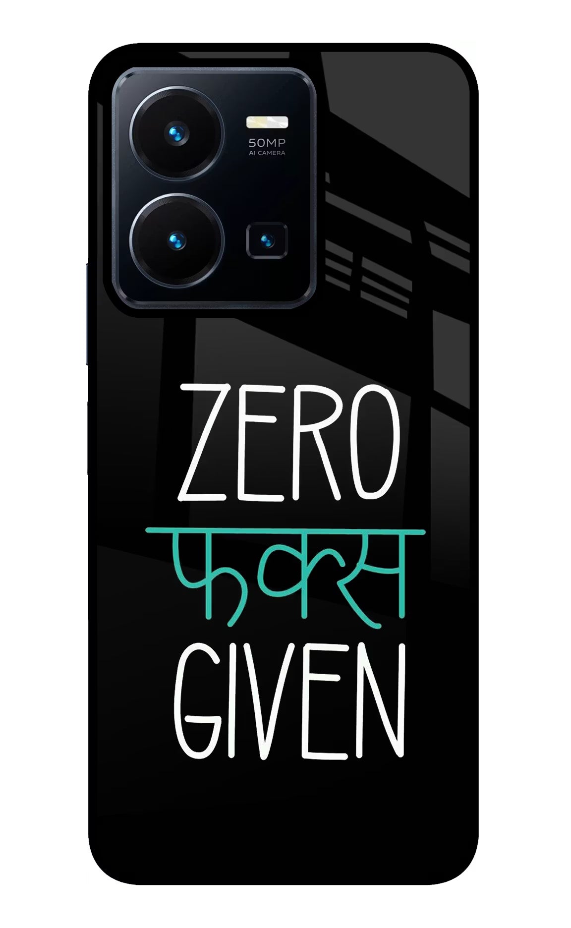 Zero Fucks Given Vivo Y35 Glass Case Back Cover by Casekaro