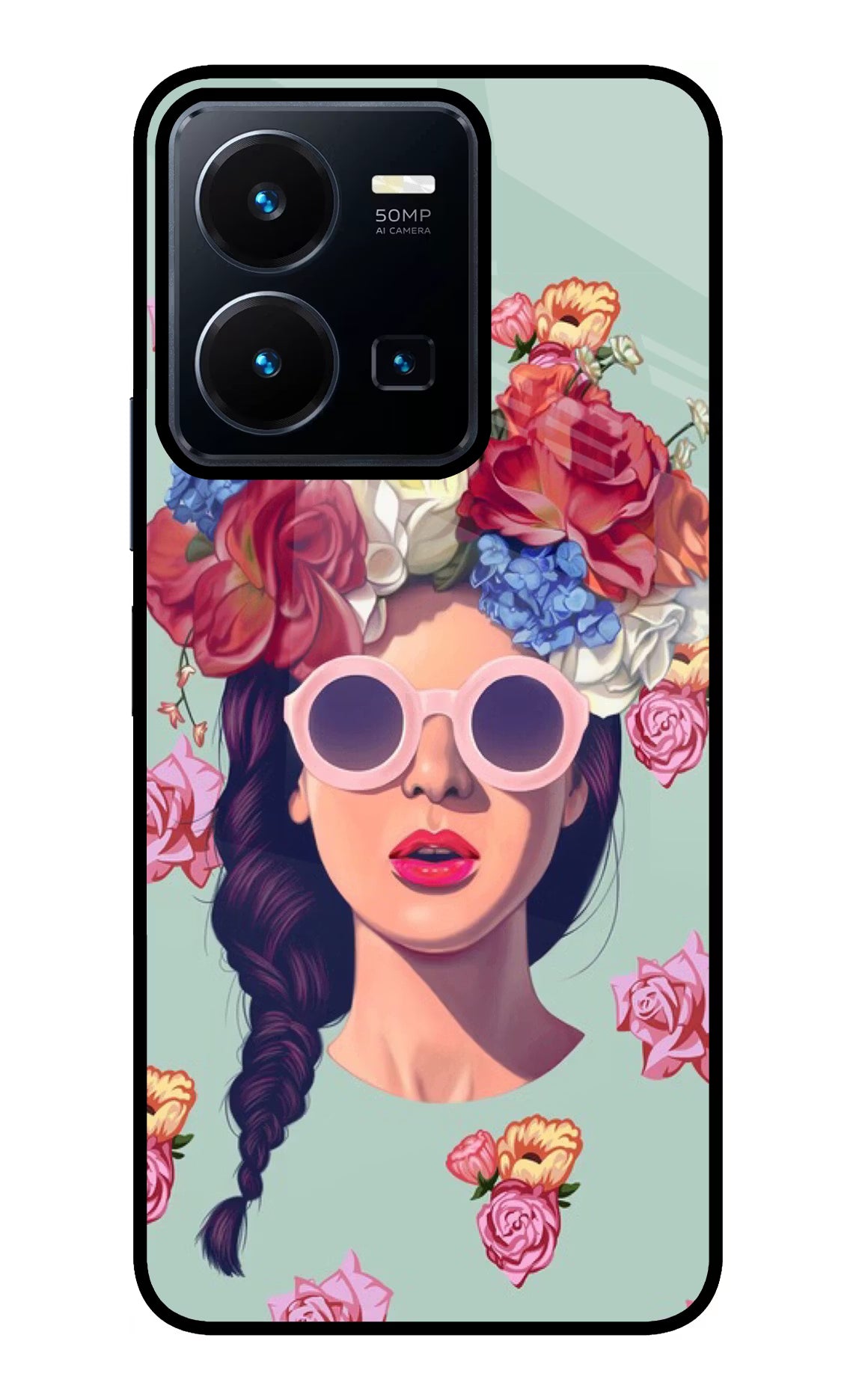 Pretty Girl Vivo Y35 Glass Case Back Cover by Casekaro