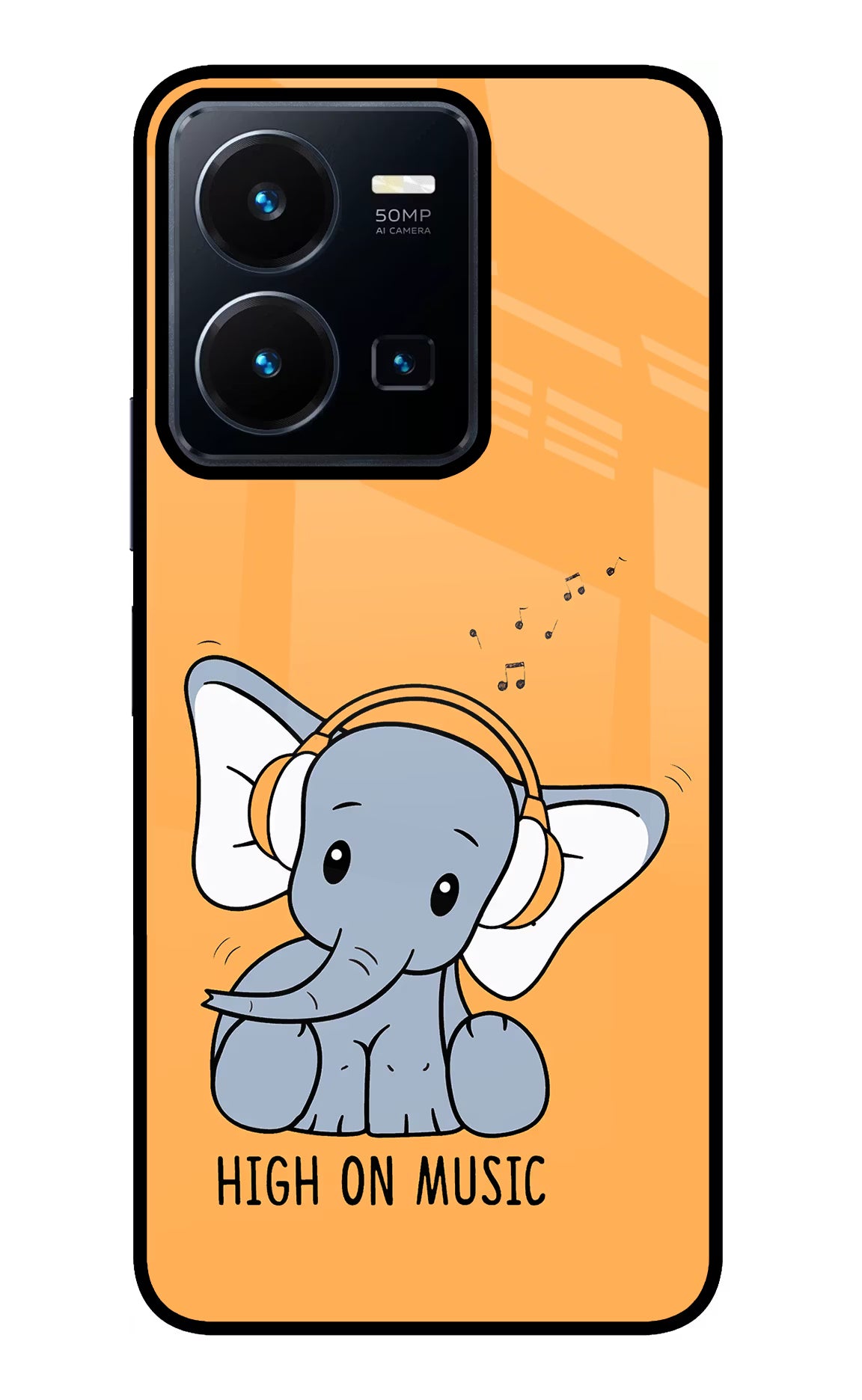 High On Music Vivo Y35 Glass Case Back Cover by Casekaro