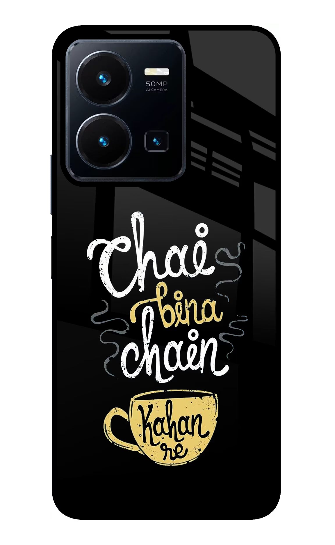 Chai Bina Chain Kaha Re Vivo Y35 Glass Case Back Cover by Casekaro