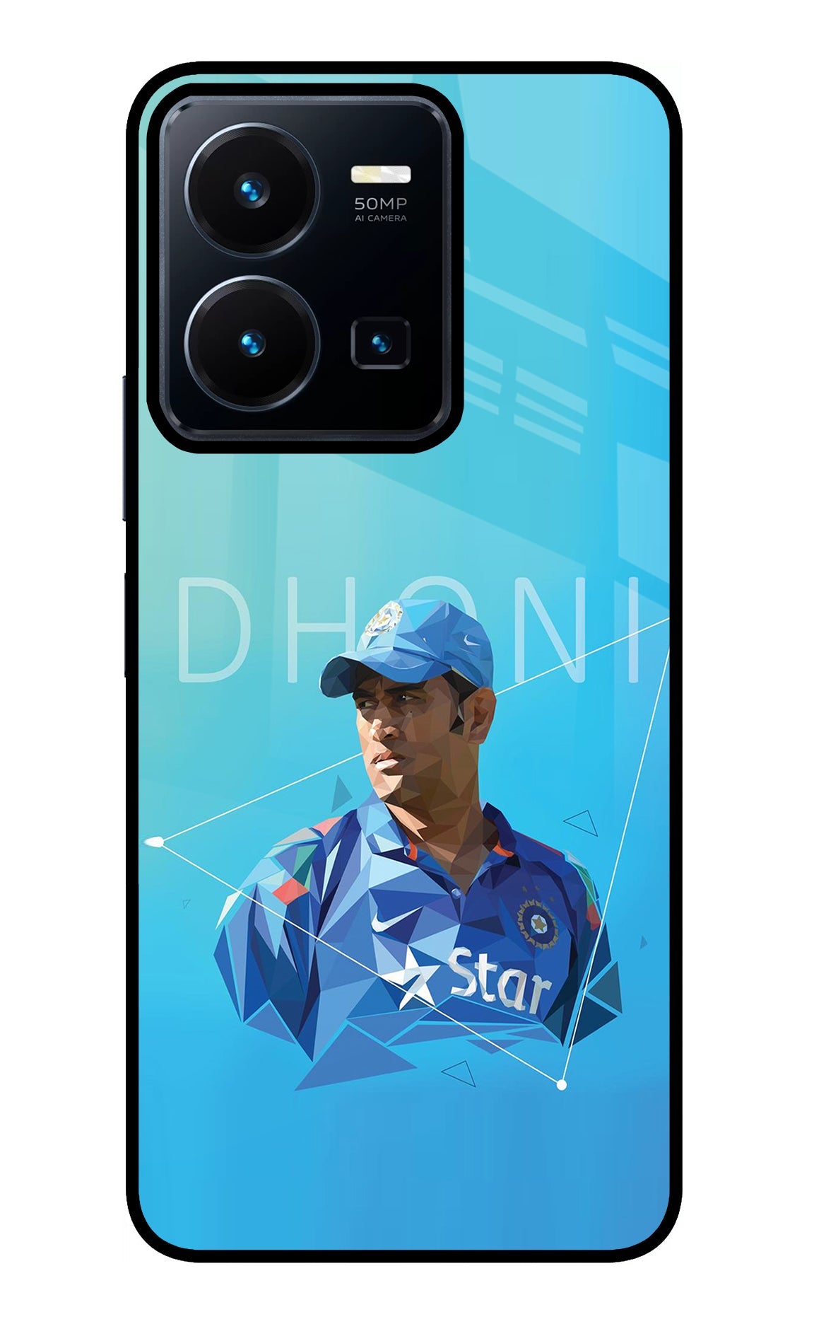 Dhoni Artwork Vivo Y35 Glass Case