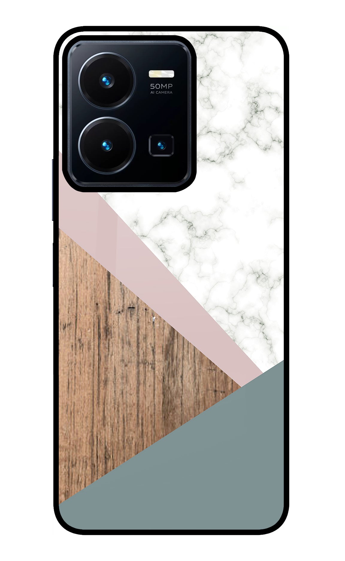 Marble wood Abstract Vivo Y35 Glass Case