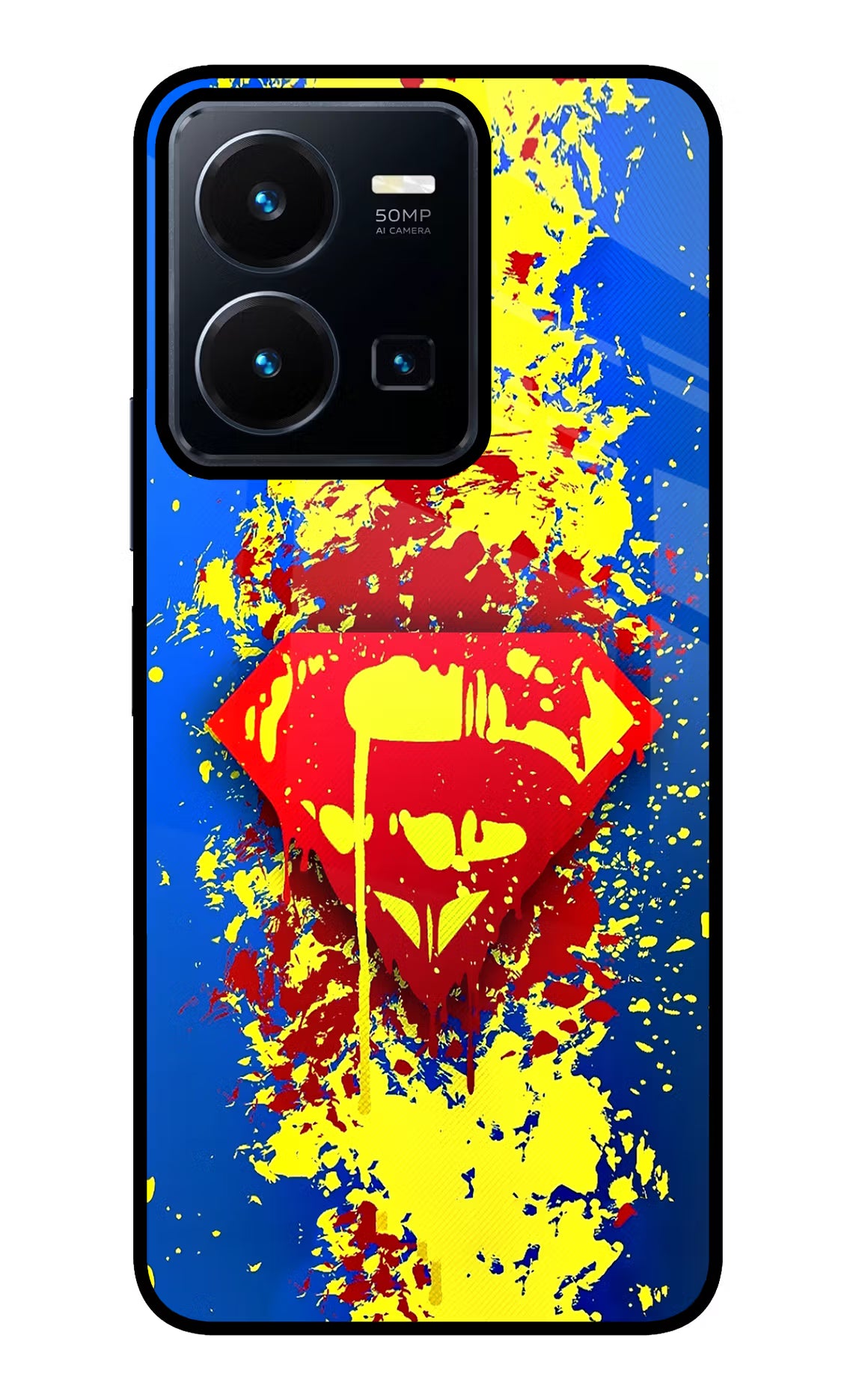 Superman logo Vivo Y35 Glass Case Back Cover by Casekaro