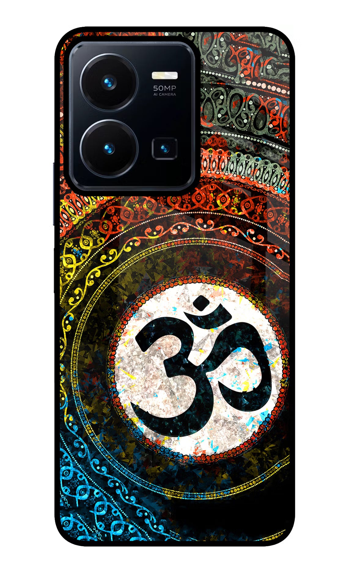 Om Cultural Vivo Y35 Glass Case Back Cover by Casekaro
