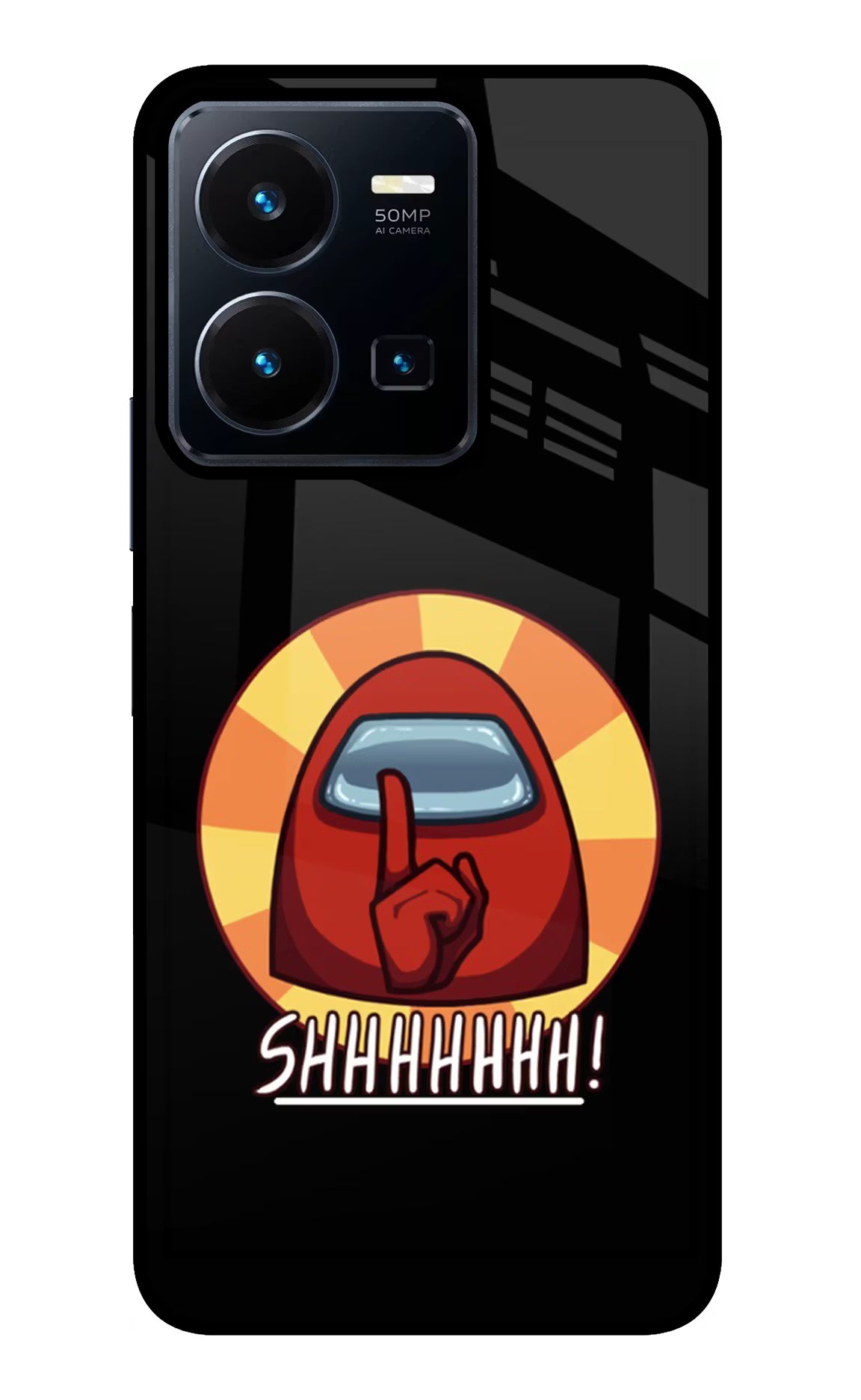 Among Us Shhh! Vivo Y35 Glass Case Back Cover by Casekaro