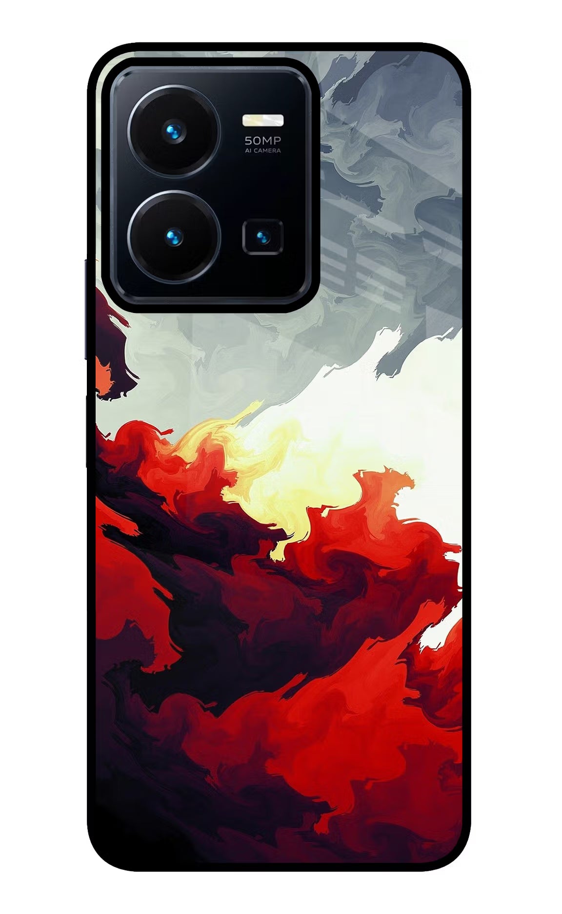 Fire Cloud Vivo Y35 Glass Case Back Cover by Casekaro