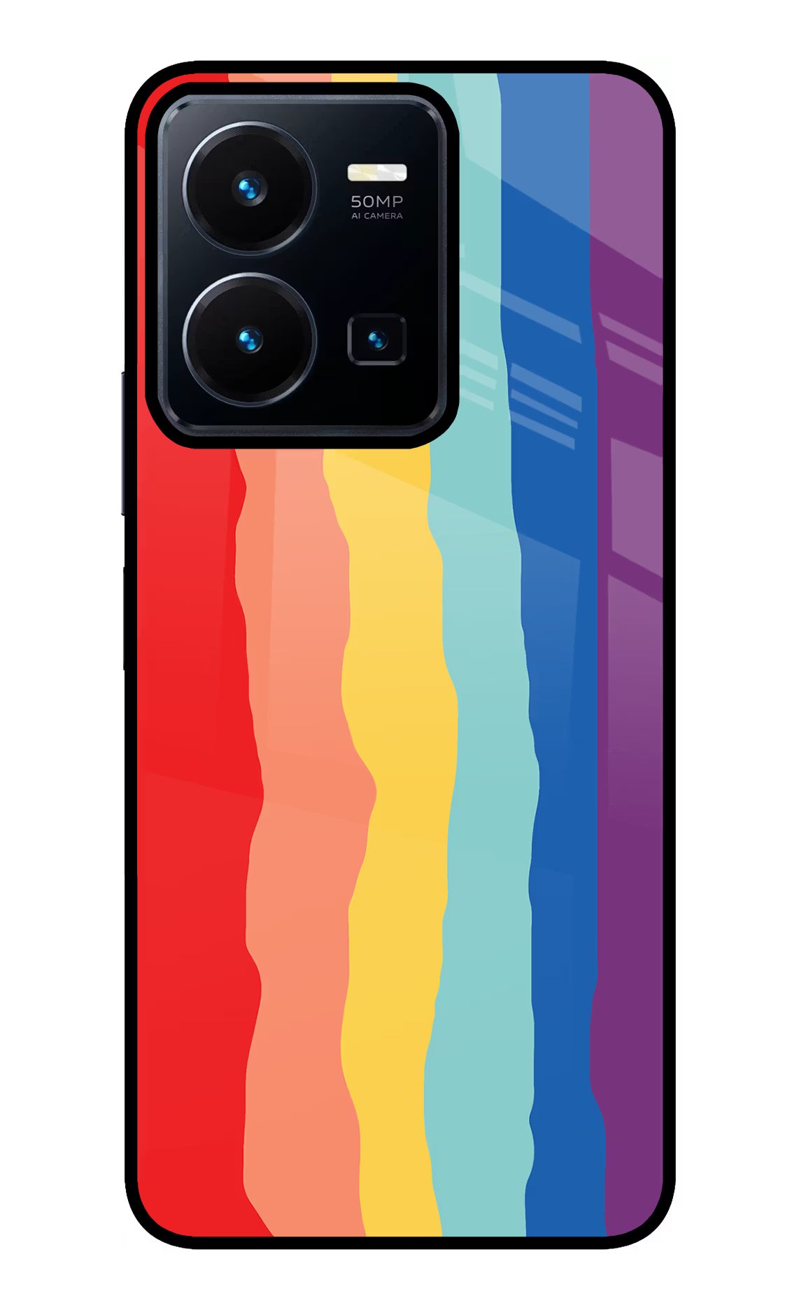 Rainbow Vivo Y35 Glass Case Back Cover by Casekaro