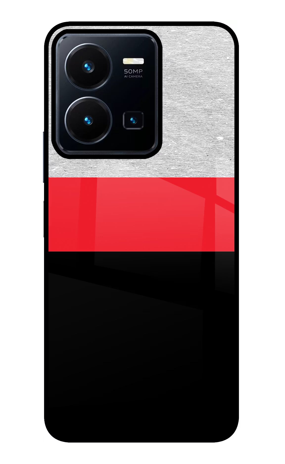 Tri Color Pattern Vivo Y35 Glass Case Back Cover by Casekaro