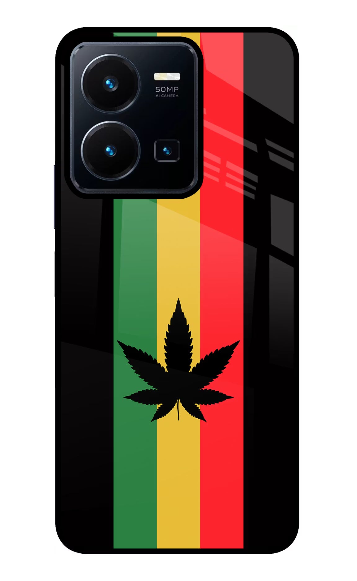 Weed Flag Vivo Y35 Glass Case Back Cover by Casekaro